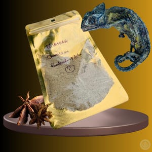 Geheel kameleonpoeder (Oga/Calumma parsonii) – gedroogde gemalen specimen voor gebruik bij Ifa-ritueel
