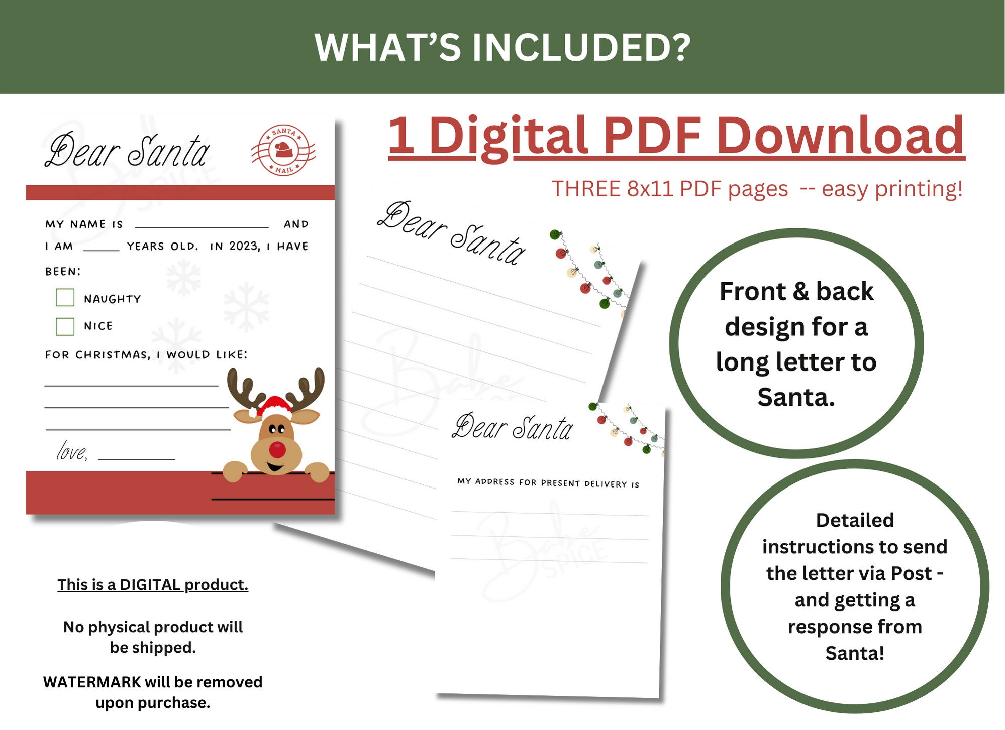 Letter to Santa Printable Reindeer Santa Letter Christmas - Etsy