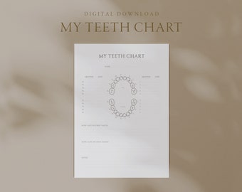 BABY Tooth Chart, Printable Tooth Eruption Chart & Lost Tooth Chart, Baby Tooth Tracker, Baby Teeth Keepsake, DIGITAL DOWNLOAD