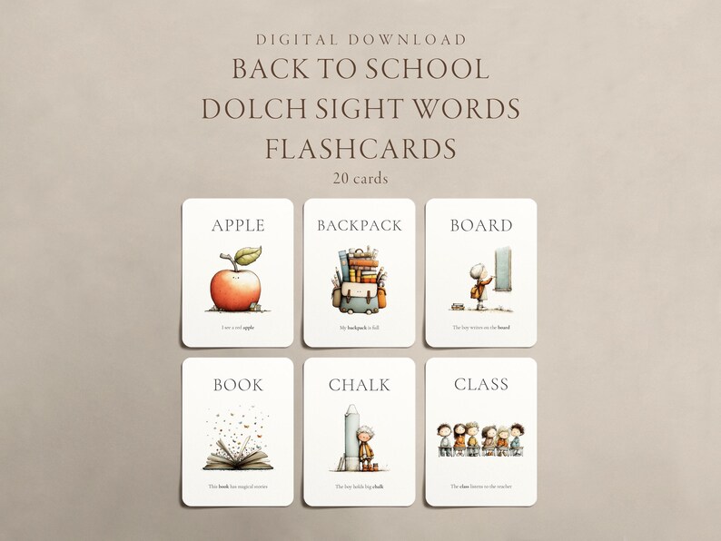 Dolch Sight Word Flashcards: Printable Literacy Center Cards (digital ...
