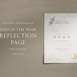 End of the Year Reflection for Kids - Printable Time Capsule Activity - New Year Memory Worksheet - Family Reflection & Resolutions