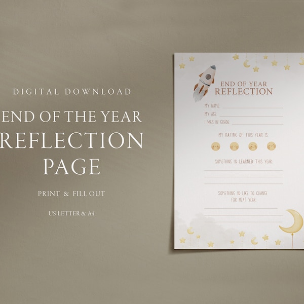 End of the year reflection for children - Printable Activity - Questionnaire 2024 - End of Year Memory Worksheet - Time Capsule