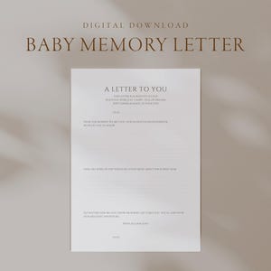 Carta de recuerdo para bebé - Página imprimible para el libro del bebé - Plantilla de recuerdo del primer año - DESCARGA DIGITAL