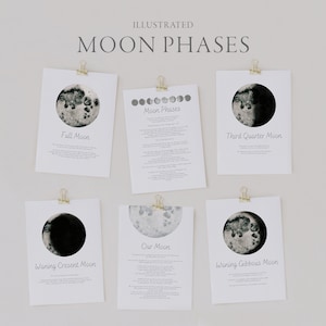 Moon Phases Flash Cards - Lunar Phases - PDF - DIGITAL - Moon facts - Science - Space Education - Montessori Learning - Homeschool cards