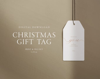 Plantilla imprimible de etiqueta de regalo de Navidad: diseño festivo (descarga digital)