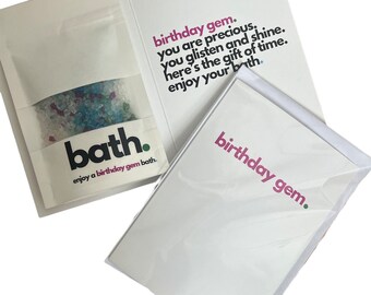 Tarjeta de cumpleaños personalizada con baño de gemas