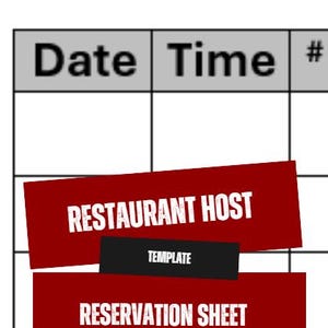 Restaurant Host Reservation Sheet Template