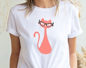 Cat with Glasses, Atomic Cat Shirt, MCM Cat Tshirt, Sexton Cat Tee, Siamese Cat Shirt