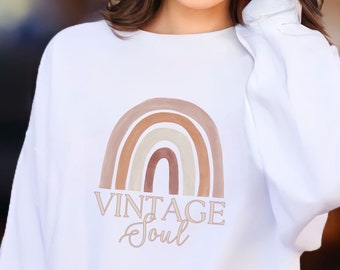 Vintage Soul Sweatshirt, Boho Rainbow Sweater, Loves Retro Pullover