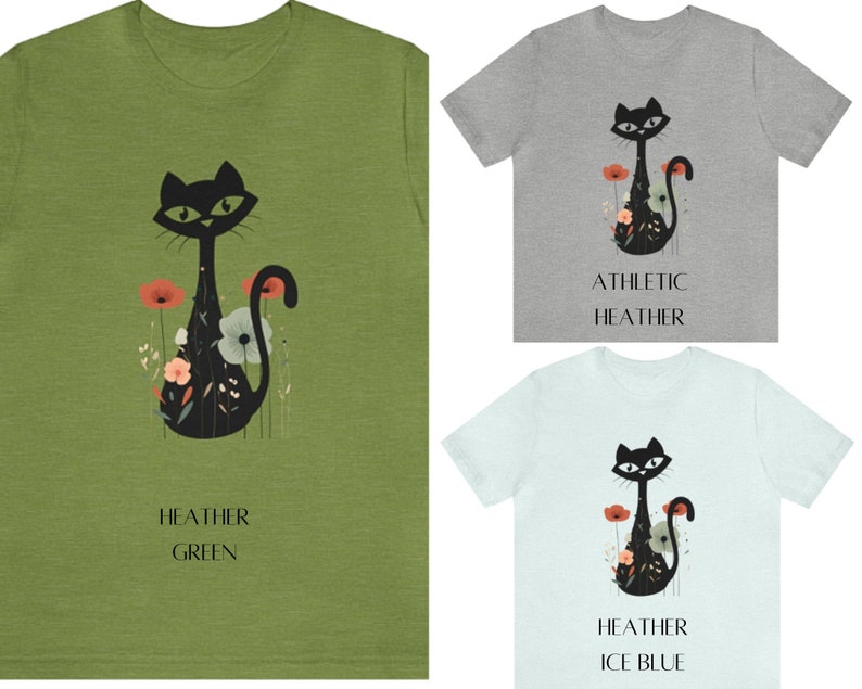 Floral Atomic Cat Shirt, Mid Century Cats, MCM Cats Tshirt, Crazy Cat Lady Shirt afbeelding 4