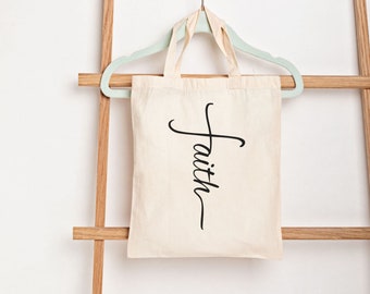 Faith Cross Bag, Have Faith, Christian Teacher Tote, Worship Bag, Vertical Cross, Faith Based Canvas Bag, Sunday School Teacher Tote