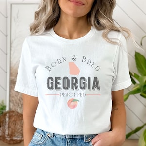 Georgia Peach Born & Bred Tee – Classic Southern Pride Shirt | Peach State Unisex T‑Shirt