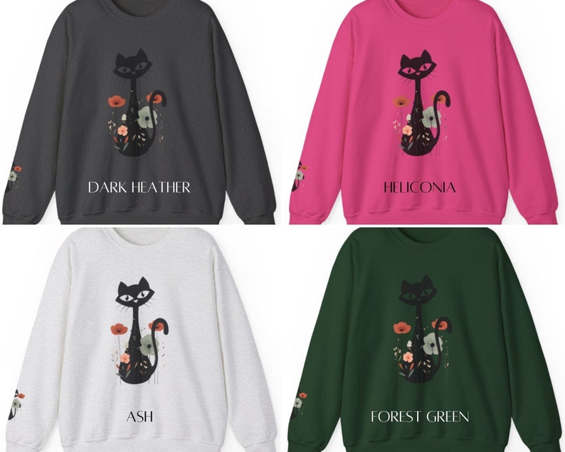 Atomic Cat Pullover, MCM Sweatshirt, Vintage Cat Shirt, Funny Cat Sweatshirt, Atomic Era, Cat Mom Sweater, Floral Cat Shirt image 6