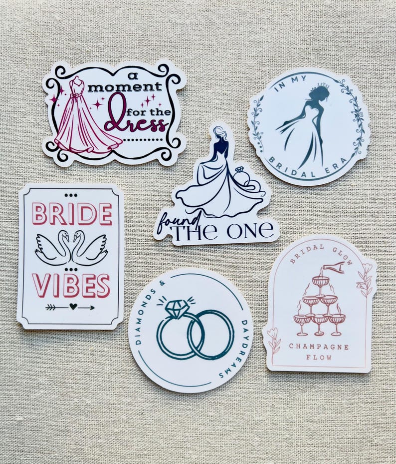 Bride Sticker Set, Bridal Stickers for Bachelorette Party, Wedding ...