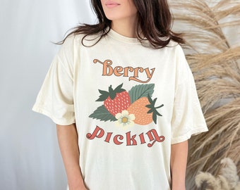 Strawberry Shirt, Berry Good Tee, Herbivore Shirt, Strawberry Patch Tshirt, Fruit Shirt, Comfort Colors