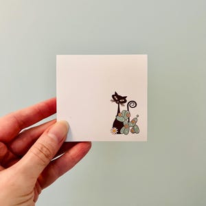 Atomic Cat Sticky Notes, Balloon Dog Stationery, Retro Midcentury Notepad