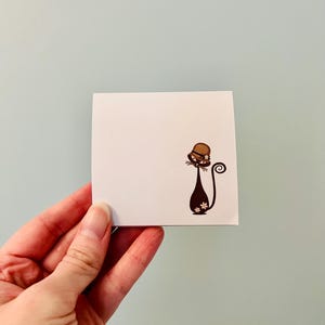 Atomic Cat Sticky Notes, Brown Tabby Cats Stationery, Retro Midcentury Notepad