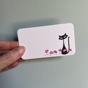 Atomic Cat Mini Note Cards – Set of 25 Vintage Retro Black Cat Enclosure Cards – Mid Century Cat Stationery – Small Gift Notes