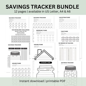 Savings Tracker Printables, Savings Tracker Bundle, Money Saving Challenge Printable, Digital Download to help you save money