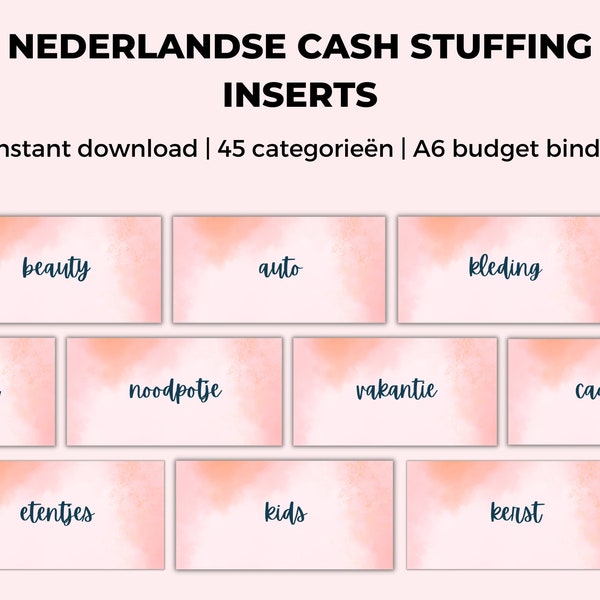 Cash stuffing Nederlands voor A6 Budget Binder | NL inserts | Budgetplanner | Geldmapje | A6 Zipper pouch | Budget planning | Dashboards