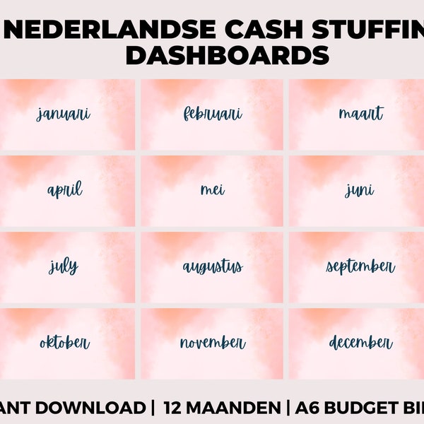 Cash stuffing Nederlands A6 Budget Binder | NL inserts maanden van het jaar | Geldmapje | A6 Zipper pouch | Budget planning | Dashboards