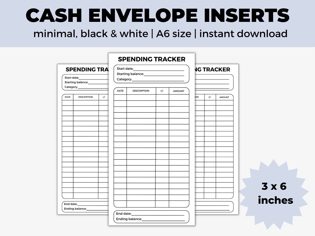 Cash Envelope Inserts | Budget Binder Inserts | A6 Cash Trackers for ...