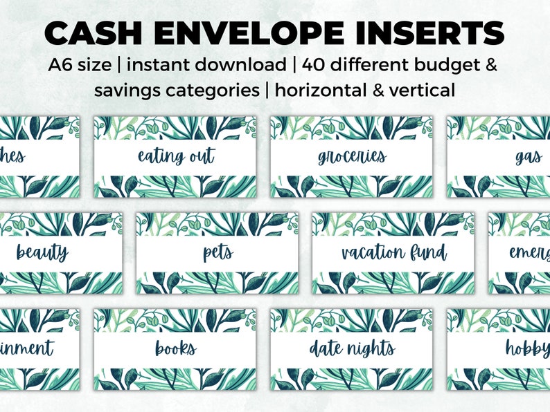 Printable Cash Envelopes Inserts for Cash Stuffing Budget Binder