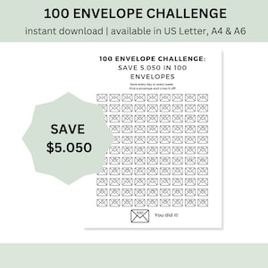 100 Envelope Challenge Printable, Envelope Saving Challenge, 100 Day Money Challenge, Savings Tracker, TikTok Savings Challenge