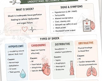 Shock Made Easy Verpleegkundige Studiegids | IC-aantekeningen over kritische zorg (digitale download)