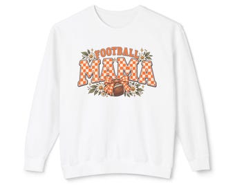 Sweatshirt voor voetbalmoeders | Geruite letters en bloemenprint met voetbalmotief