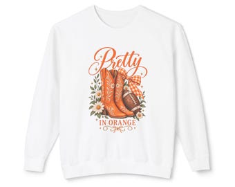 Mooie oranje sweatshirt | Westernlaarzen met bloemenprint