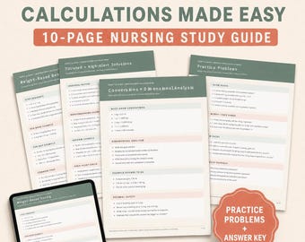 ADHD-vriendelijke studiegids voor verpleegkundigen met wiskundeoefeningen | NCLEX-oefenbladen (PDF)