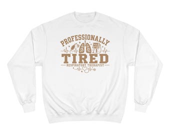 Professioneel vermoeide ademtherapeut-sweatshirt, grappig cadeau voor ademtherapeuten, ronde hals met medisch design