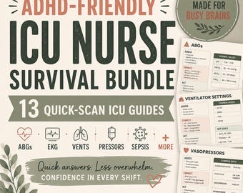 ADHD-vriendelijk overlevingspakket voor IC-verpleegkundigen | 13 beknopte handleidingen voor de intensive care (digitale pdf)