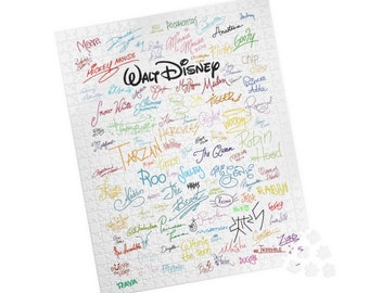 Walt Disney Characters Signatures Mickey Mouse Goofy Princesses Villains - Puzzle (110, 252, 500-piece)
