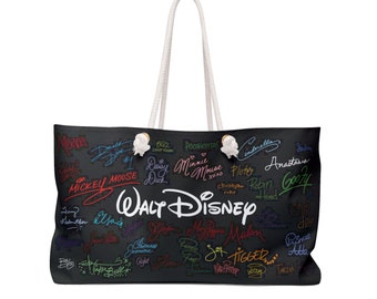 Walt Disney Characters Signatures Mickey Mouse Goofy Princesses Villains - Weekender Bag