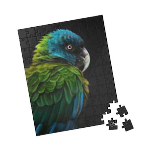 Beautiful Blue-headed Macaw Bird Original Painting Puzzle (110, 252, 500-piece)