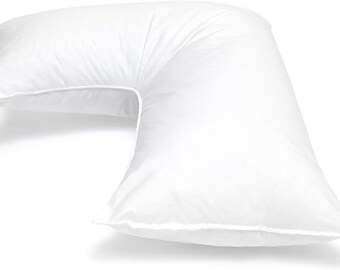 Soporte de almohada en forma de L para cabeza, cuello y hombros, funda blanca incluida, 20 x 26