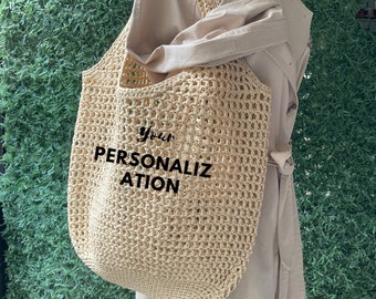 Crochet tote bag, customized beach bag, crochet shoulder bag, eco friendly bag