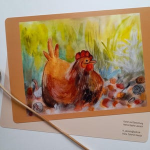 Poulet heureux, 21 x 15 cm, format A5