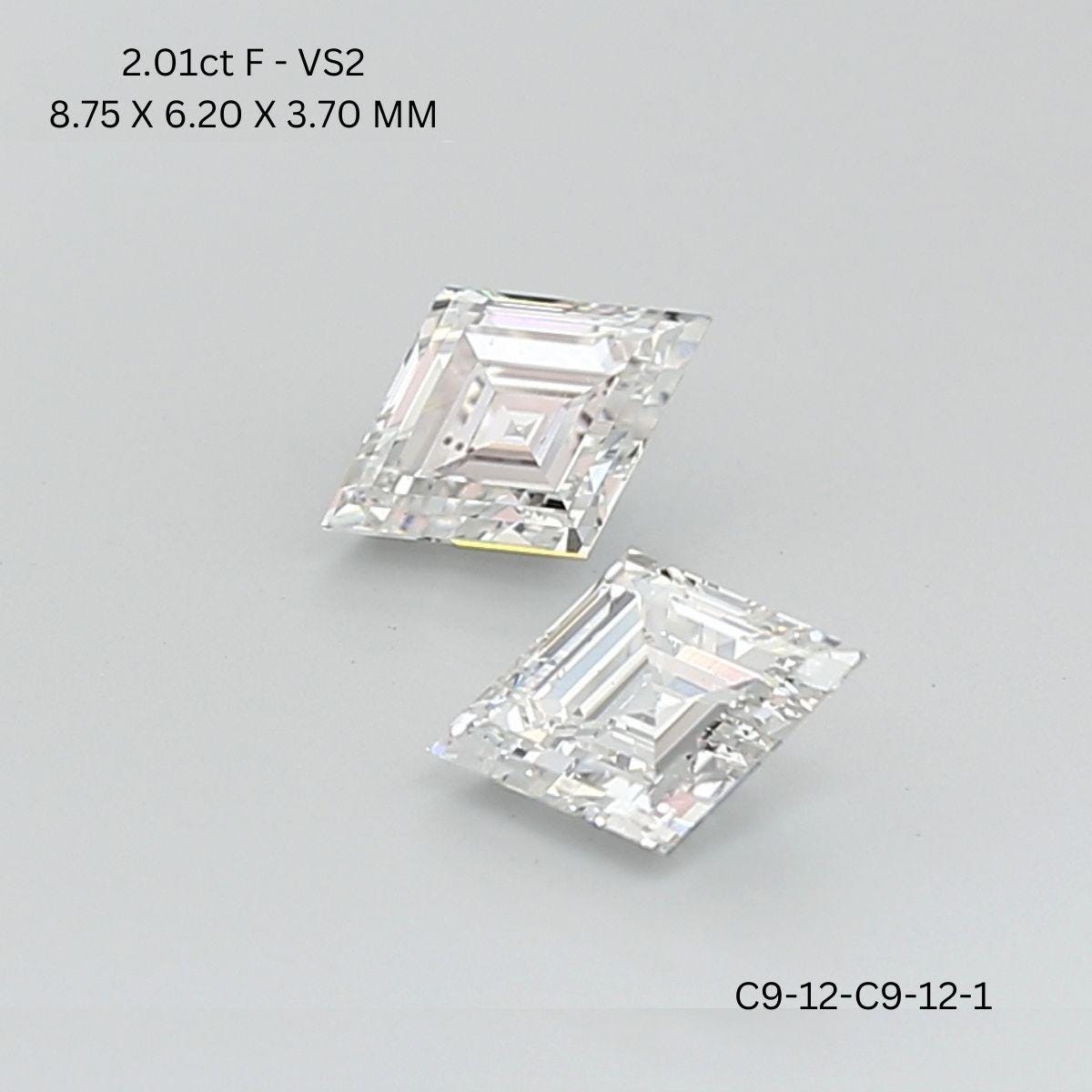 Lab White Matched Pair Diamond/Lab Grown Loose Diamond/ 2.01 CT/ Lozenge Shape/ Step Cut Diamond/ Diamonds For Engagement Ring/ Earrings