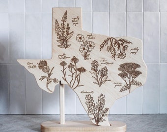 Texas Wildflower Charcuterie Board | Maple Wood, Engraved Design
