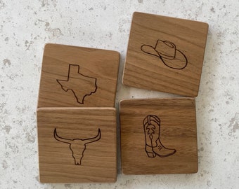 Western Coasters | Dark Walnut & Resin | Set of 4