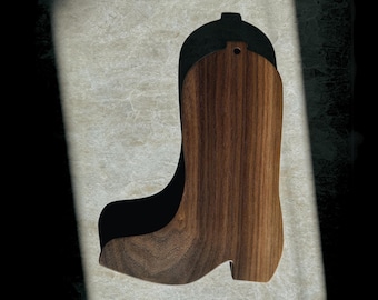 The Boot Scootin&#39; Charcuterie Board | Black Walnut | Handmade | Western Decor | Cowboy Boot | Wedding, housewarming, holiday gift
