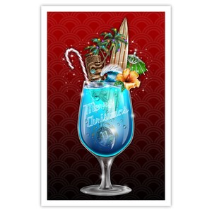 6 stuks ~ Happy Hour kerstkaarten 8,5 x 5,5 inch met enveloppen