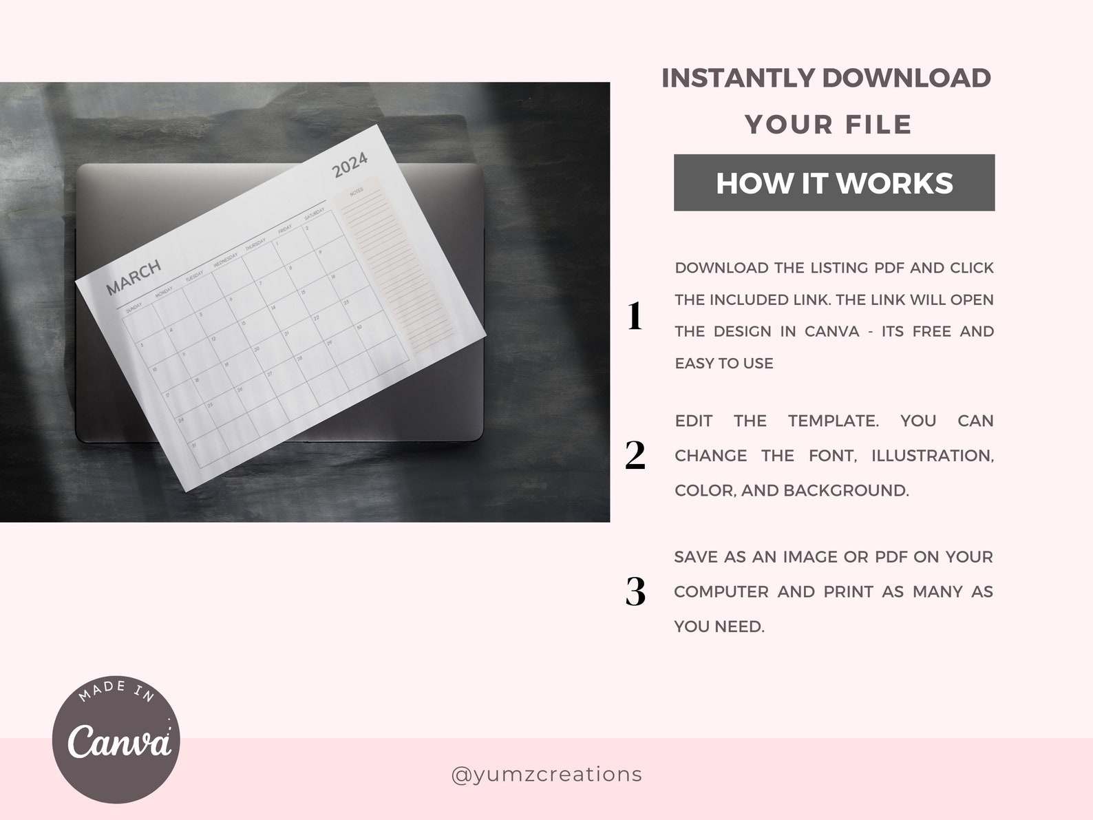 2024 Monthly Planner Calendar Canva Canva Templates Editable - Etsy