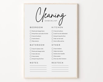 Editable Cleaning List, Airbnb Cleaning Checklist, Vacation Rental Cleaning Template, Housekeeping Routine List, Printable Cleaning Tasks