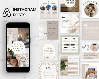 Airbnb Instagram-berichtsjabloon, sociale mediapakket voor vakantiewoning, VRBO Home Instagram-verhaalsjabloon, Instagram-berichten voor verhuur huis