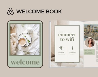 Airbnb Welcome Book Template, Sage Green VRBO Guestbook, Editable Airbnb Host Guidebook, Vacation Rental Manual, Airbnb Welcome Guide
