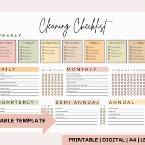 Cleaning Planner, Editable Cleaning List, Daily House Chores List, ADHD Bedroom Cleaning Checklist, ADHD Clean Home, Deep Cleaning List